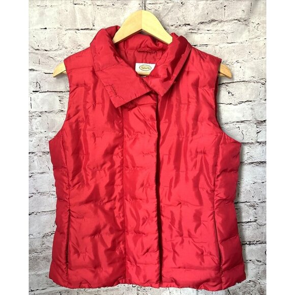 Talbots Red Puffer Goose Down Vest Womens S Zip Snap - Picture 1 of 5
